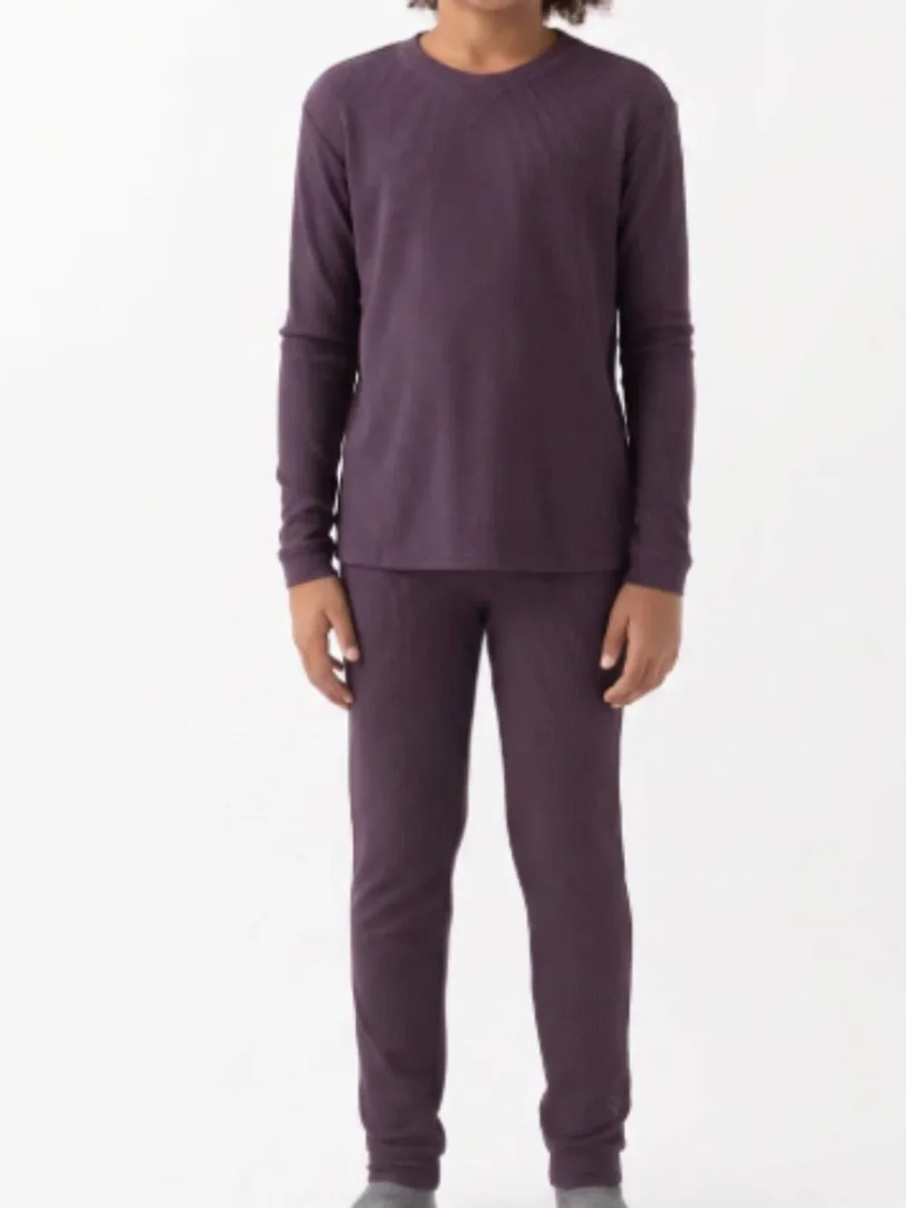 Cozy Earth Children's Bamboo Waffle Knit Base Layer Set Plum7/8 NWT